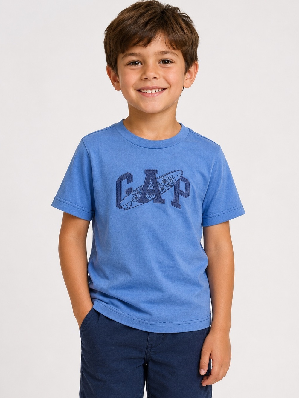 Gap Kids Embroidered Surfboard Logo T-Shirt | Size S | Blue